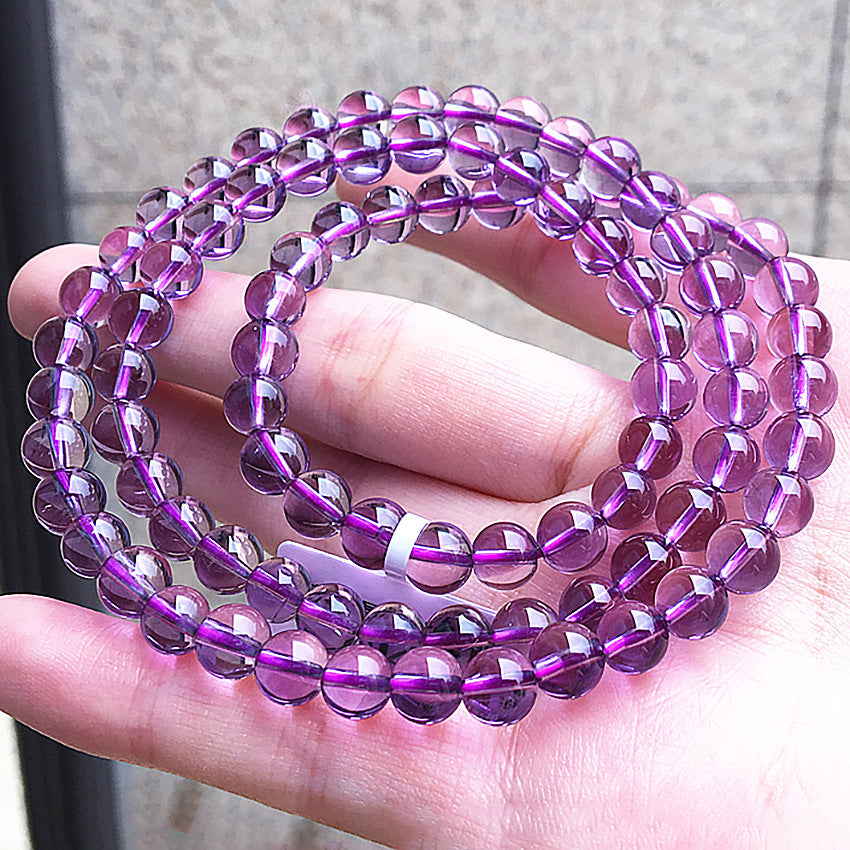 Natural Brazilian Amethyst Three-Wrap Bracelet