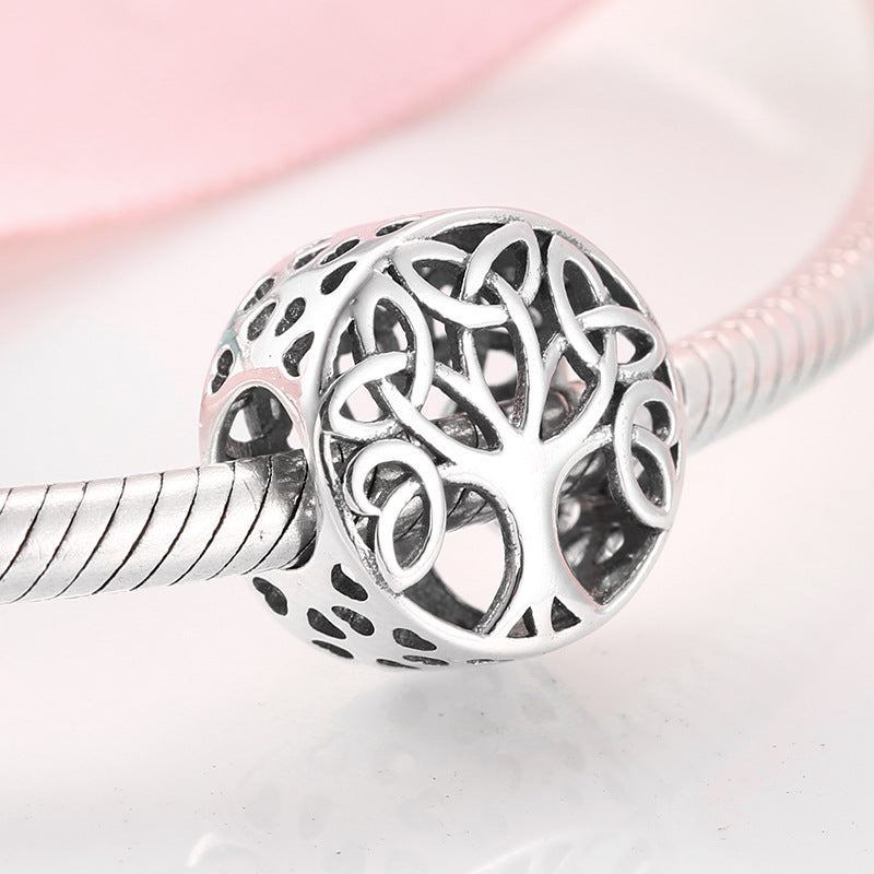 S925 Sterling Silver Tree of Life Hollow Bead Pendant