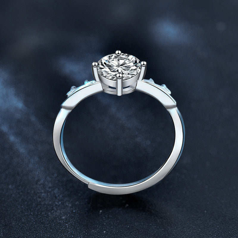 925 Sterling Silver Deer Antler Moissanite Ring