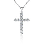 S925 Sterling Silver Moissanite Cross Necklace