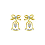 S925 Sterling Silver Moissanite Bow Bell Earrings Christmas Jewelry