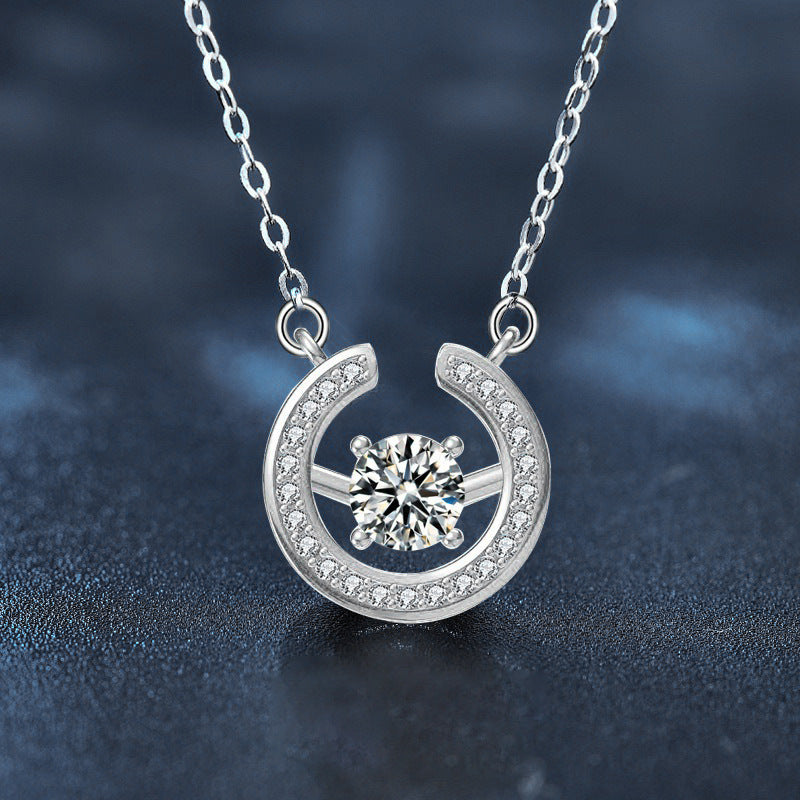 S925 Sterling Silver Moissanite Simple Ring Pendant  Necklace
