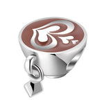 S925 Sterling Silver Latte Art Coffee Bead Pendant