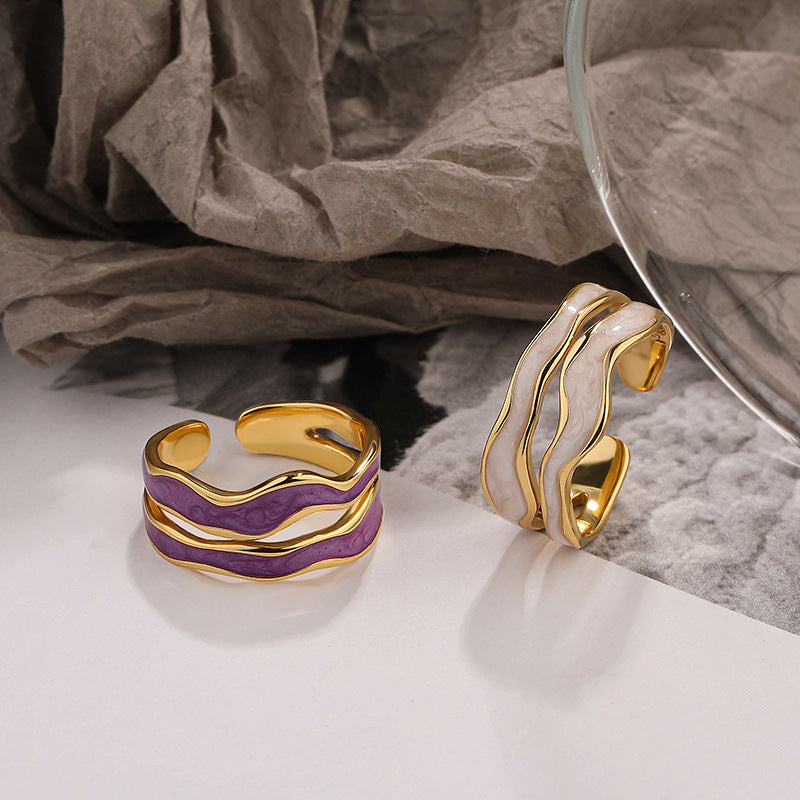 925 Sterling Silver Open Ring with Enamel Detail