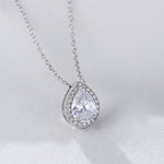 S925 Sterling Silver Drop-Shaped Zircon Necklace