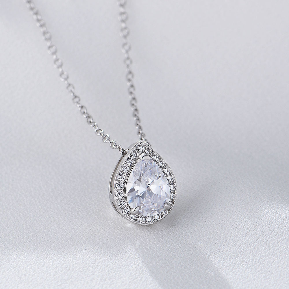 S925 Sterling Silver Drop-Shaped Zircon Necklace