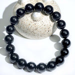 Natural Black Tourmaline Round Bead Bracelet