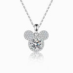 S925 Sterling Silver Mickey Pendant Moissanite Full Diamond Necklace