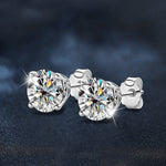 925 Sterling Silver Classic Four-Prong Earrings with Moissanite