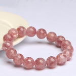 Natural Pink Lepidolite Round Bead Bracelet