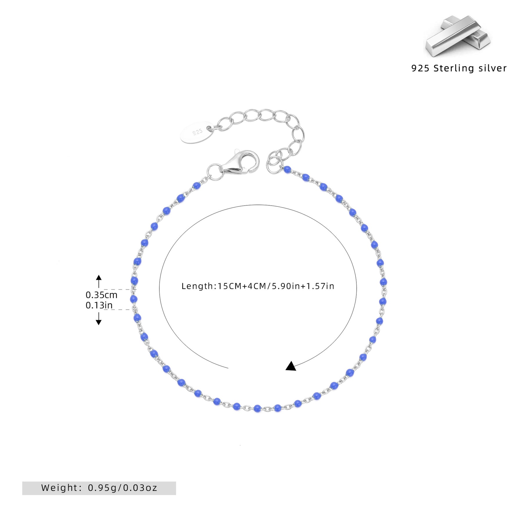 S925 Sterling Silver Bracelet with Colorful Enamel Detail