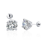 Simple and elegant moissanite four-prong threaded earrings in 925 sterling silver