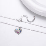 S925 Sterling Silver Heart Necklace Inlaid with Colored Zirconium