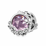 S925 Sterling Silver Pink Purple Sparkling Bead Pendant