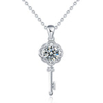 S925 Sterling Silver Moissanite Key Pendant Necklace