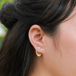 S925 Sterling Silver Gold-Plated Leaf and Pearl Earrings