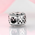 S925 Sterling Silver Heart Crown Zircon Inlaid Bead Pendant