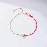 S925 Sterling Silver Heart-Shaped Zircon Stitching Colored Rope Bracelet