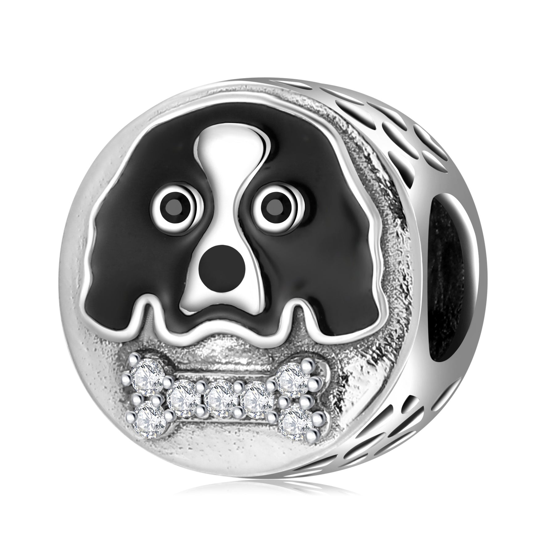 S925 Sterling Silver Cute Puppy Bead Pendant