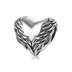 S925 Sterling Silver Loving Heart Wings Beaded Pendant