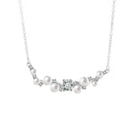 S925 Sterling Silver Natural Freshwater Pearl  Moissanite Pendant Necklace