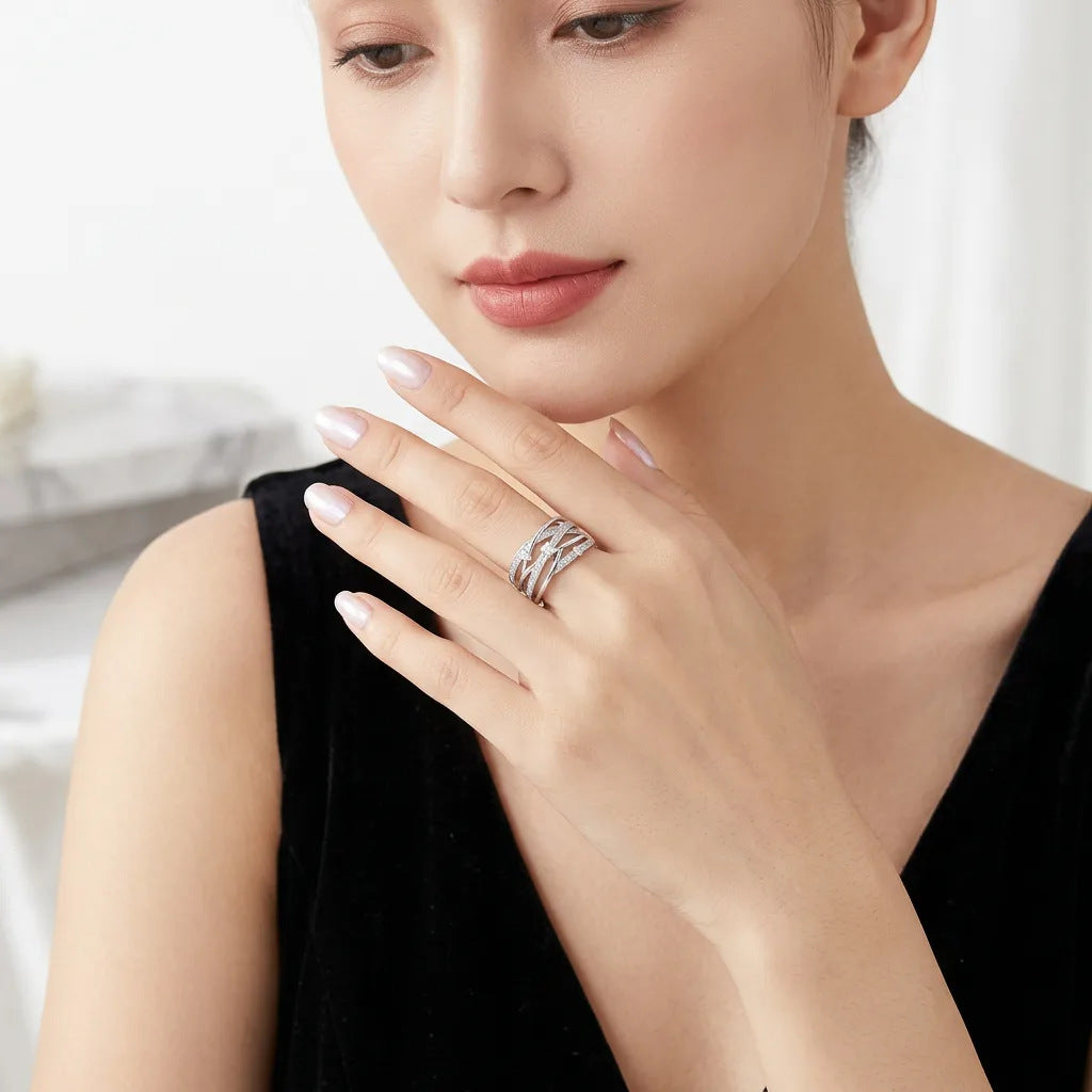 S925 Silver Moissanite Solid Band Ring