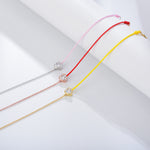 S925 Sterling Silver Heart-Shaped Zircon Stitching Colored Rope Bracelet