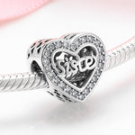 S925 Sterling Silver Inlaid Zircon Hollow Love Beaded Pendant