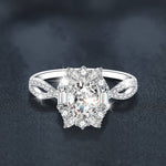 925 Sterling Silver Moissanite Oval Dove Egg Ring