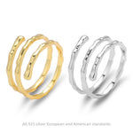 S925 sterling silver ring with multi-layered pleats