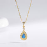 S925 Sterling Silver Teardrop-Shaped Opal Necklace with Zircon