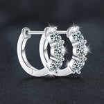 S925 Sterling Silver Moissanite Round Earrings with Diamond Bars