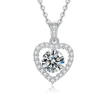 S925 Sterling Silver Moissanite Loving Heart Pendant Necklace