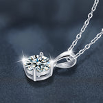 S925 Sterling Silver Moissanite Classic Four-Claw Pendant Necklace