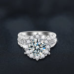 S925 Sterling Silver Moissanite Sunflower Ring