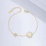 S925 Sterling Silver Smiley Face Zircon Bracelet
