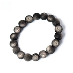 Natural Silver Sheen Obsidian and Meteorite Bracelet
