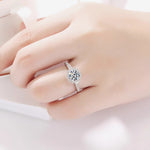 925 Sterling Silver Four-Prong Moissanite Ring
