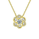 S925 Sterling Silver Moissanite Lace Cutout Full Inlaid Flower-Shaped Pendant Necklace