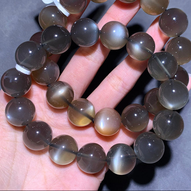 Natural Silver Moonstone Single-Strand Bracelet