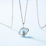 S925 Sterling Silver Universe Star Pendant Inlaid Sky Blue Topaz Necklace