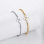 S925 Sterling Silver Cross Bracelet with Zirconia