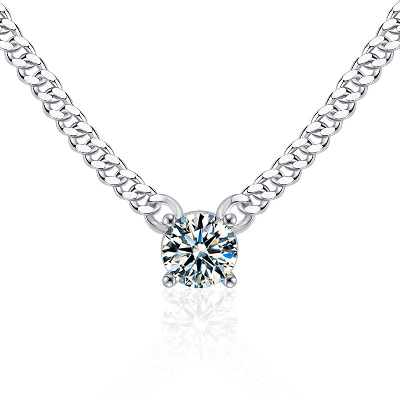 S925 Sterling Silver Moissanite Cuban Link Chain Necklace