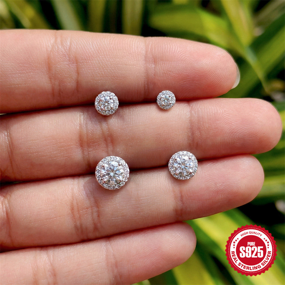 S925 Sterling Silver Round Moissanite Earrings(Single unit)