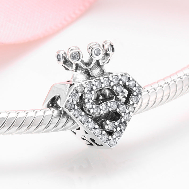 S925 Sterling Silver Crown Perfume Bottle Beaded Zircon Pendant