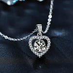 S925 Sterling Silver Moissanite Loving Heart Pendant Necklace