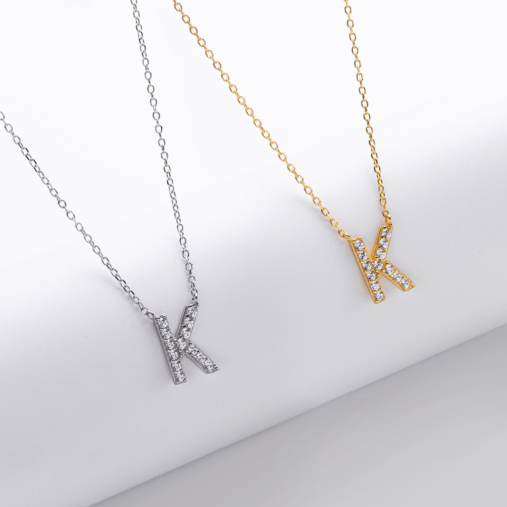 S925 Sterling Silver Simple Zircon Necklace with English Letters