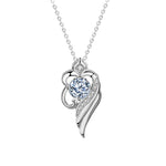 S925 Sterling Silver Moissanite Angel Wings Pendant Necklace