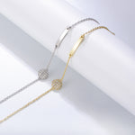 S925 Sterling Silver Geometry Glossy Long Chain Bracelet with Zircon Inlaid
