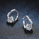 Simple lines 925 sterling silver stud earrings with moissanite